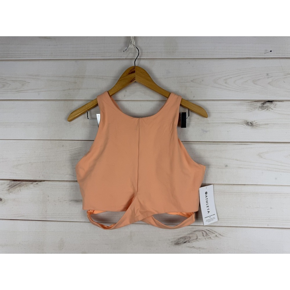 Athleta Sports Bra Womens XL Orange Conscious Cut Out Crop Keyhole Yoga Athletic